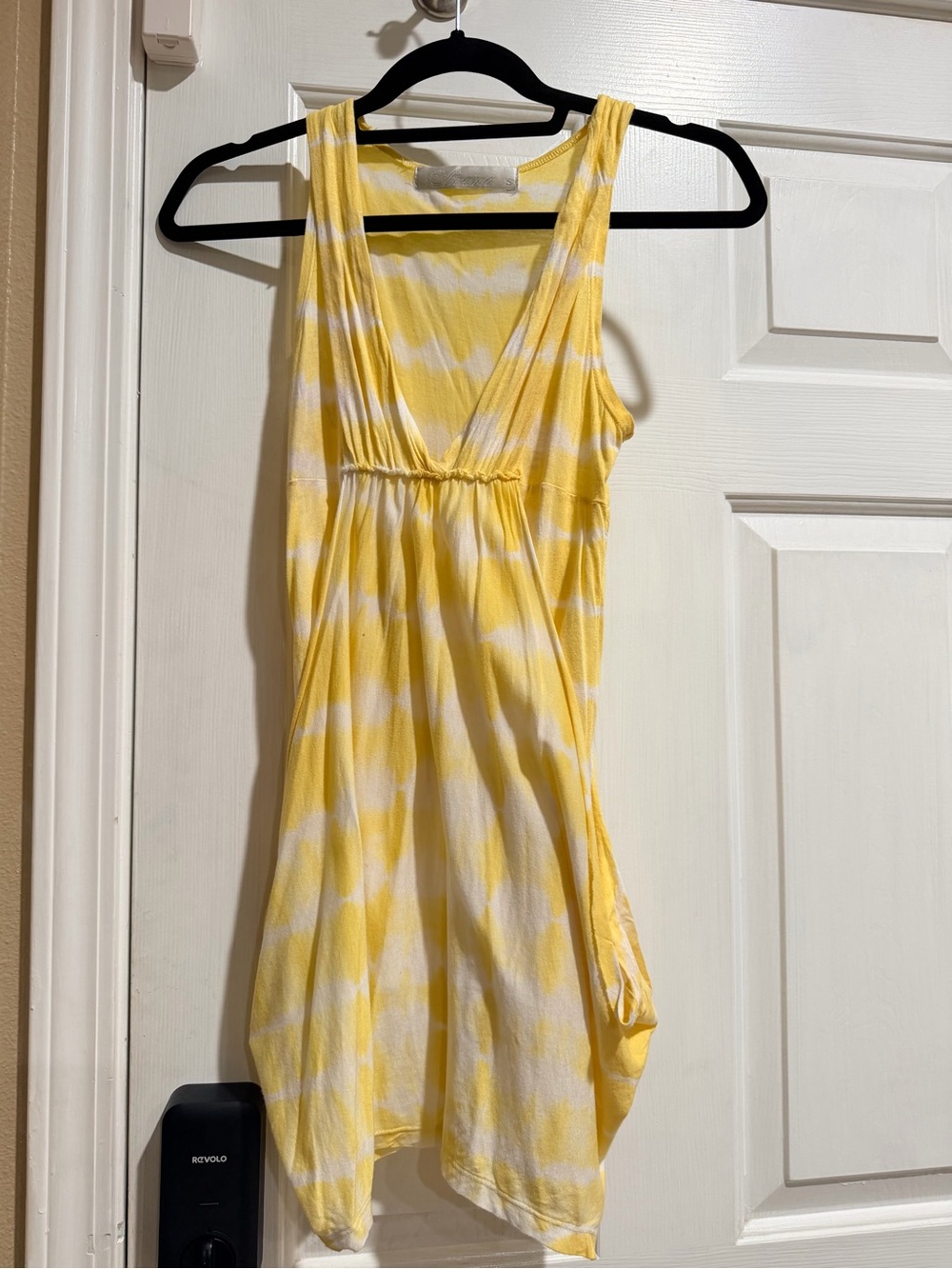 Anama Yellow and White Tie-Dye V-Neck Mini Dress